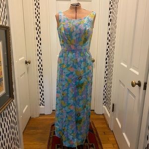 Vintage floral retro maxi dress handmade